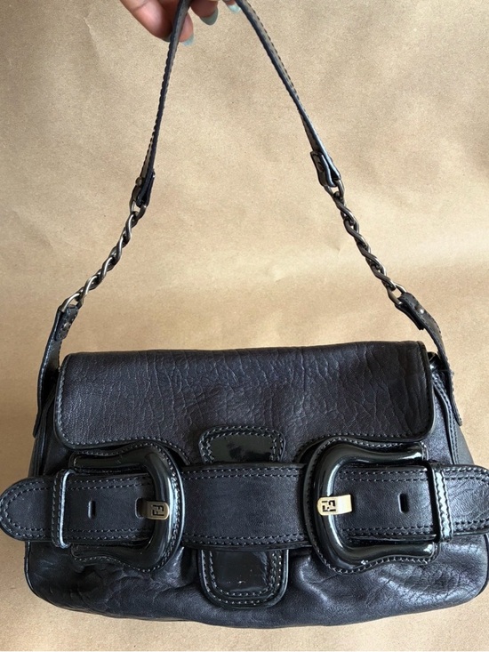 Fendi Handbags - Fendi Pebbled and Patent Small Leather Bag